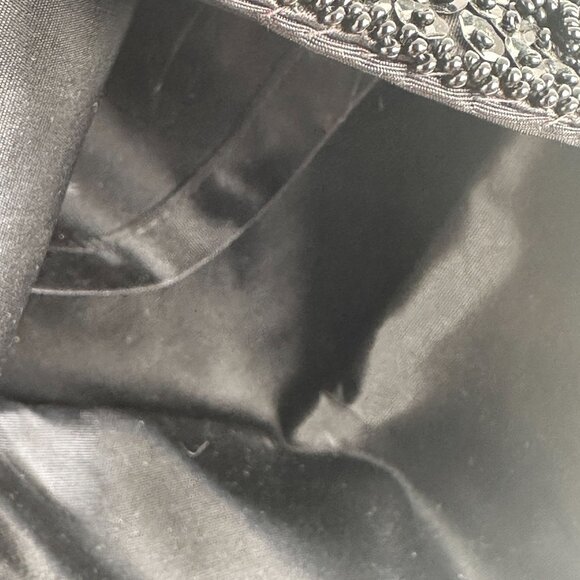 1950s Black Beaded Evening Clutch Fold Over Pocket Clutch Repair or Repurpose - Picture 4 of 6